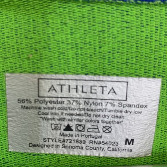 Athleta Neothermal Long Sleeve Blue Green Crewneck Layering Top W-036 Sz M - Picture 5 of 8